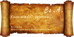 Csarankó Anetta névjegykártya